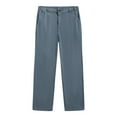 thumbnail image 1 of Mens Casual Pants,3/4 Pants Men,Mens Business Casual Middle Waist Button Up Pants with Pockets Solid Color Straight-Leg Pants,Pants for Men Fashion, 1 of 4