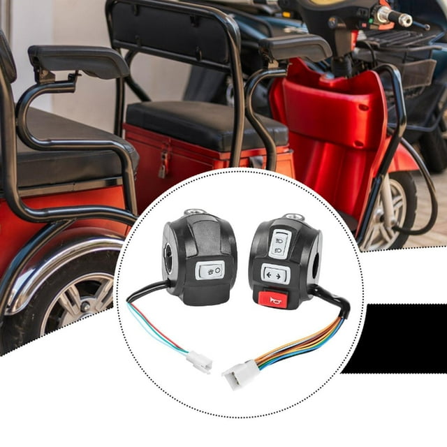 DYNWAVECA Electric Bicycle Headlight Turn Switch Button Replaces Easy to Install Spare Parts Handlebar Control Switch for Tricycle Left and Right