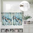 thumbnail image 5 of Kitchen Window Curtains Valance and Tier Set, Sea Turtle Blue Ocean Rod Pocket Tier Curtain Valance Set, Starfish Seaweed Abstract Floral Light Filtering Cafe Curtains for Bedroom Living Room, 5 of 9