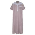 thumbnail image 5 of BAZINRICHE Men's Causal Kaftan Robe Short Sleeve Thobe Saudi Arabic Thobe for Men Round Neck, 5 of 5