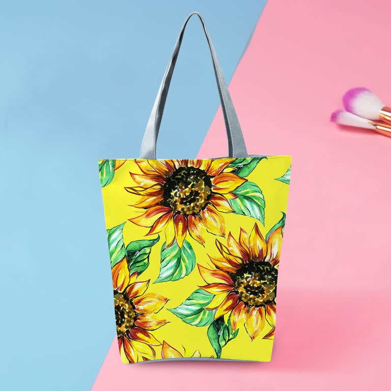 Flower Tote Bag for Women Travel Large Floral Sunflower 