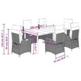 thumbnail image 4 of vidaXL 7 Piece Garden Dining Set with Cushions Grey Poly Rattan, 4 of 5
