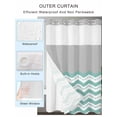 thumbnail image 2 of No Hook Cloth Fabric Shower Curtain with Snap in Liner, Turquoise Chevron Waterproof Shower Curtains Set with See Through Top Window, Geometric Grey Wavy Striped White Bath Curtains Shower 72"x78", 2 of 6