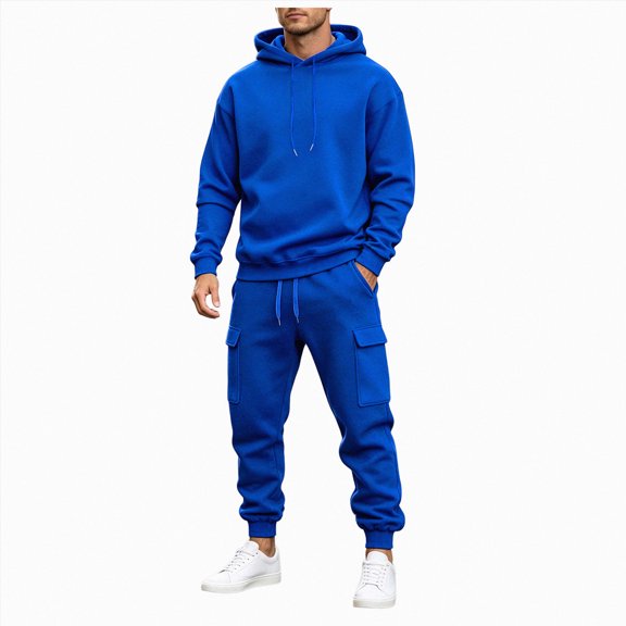NIEWTR Men's Spring And Autumn Sports And Leisure Hooded Long Sleeved Sweater Trousers Two Piece Set Slim Fit Suit Pants for Mens