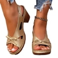 thumbnail image 6 of IEMIEMIEM Chunky Heeled Sandals for Womens Bohemian Cutout Open Toe Slip On Summer Sandals Ankle Strap Sandals Party Dress Sandals Gold 7 Wide, 6 of 6