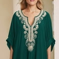 thumbnail image 6 of TMOYZQ Kaftan Dresses for Women Embroidered Short Sleeve V-Neck Plus Size Caftans Bikini Swimsuit Cover-Up Long Beach Dress, 6 of 6