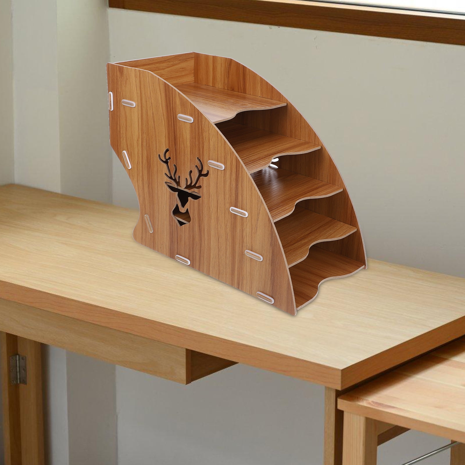 File Storage Box Paper Folders Letter Holder for Desk Organizer Shelf Brown