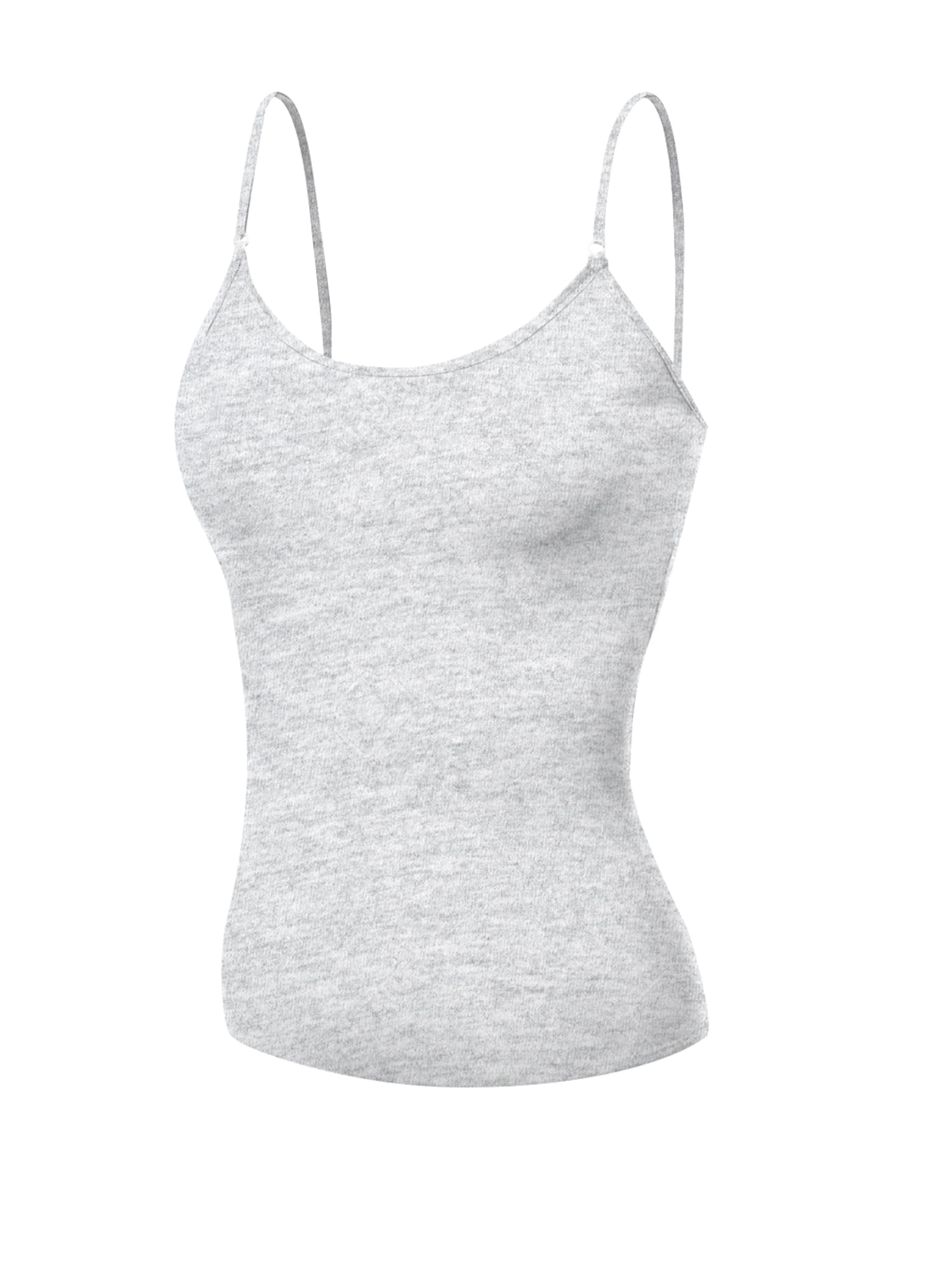 Emmalise Women's Cami With Built-In Bra – 4-Pack Tank Tops (Black, Charcoal, H Gray, Oatmeal, Small)