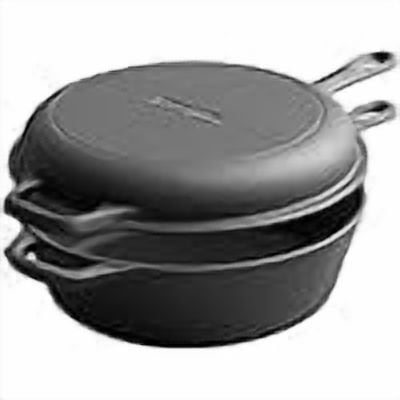 2-in-1 Pre-Seasoned Cast Iron Dutch Oven Pot with Skillet Lid Set, 10" Skillet 3QT Pot for Cooking, Baking, Frying and Camping