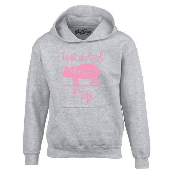 Shop4Ever Men's Just A Girl Who Loves Pigs Hooded Sweatshirt Hoodie XXX-Large Sports Grey