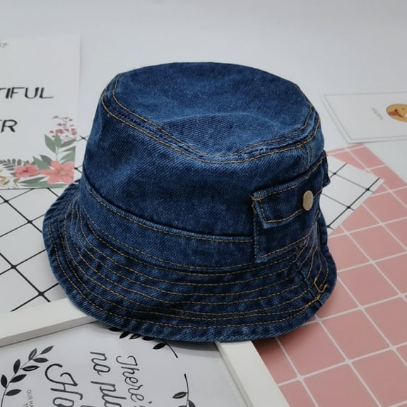 Baby Denim Fisherman Sun Hat for Toddlers and Children with UPF and Adjustable Chin Strap