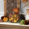 thumbnail image 2 of Northlight LED Lighted Solar Powered Floral Fall Harvest Pumpkin Outdoor Decoration - 8", 2 of 7