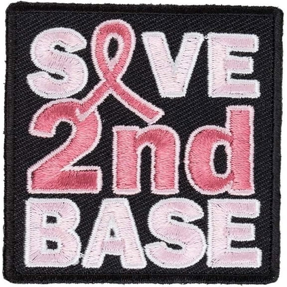 Save 2nd Base Patch, Breast Cancer Ribbon Patches
