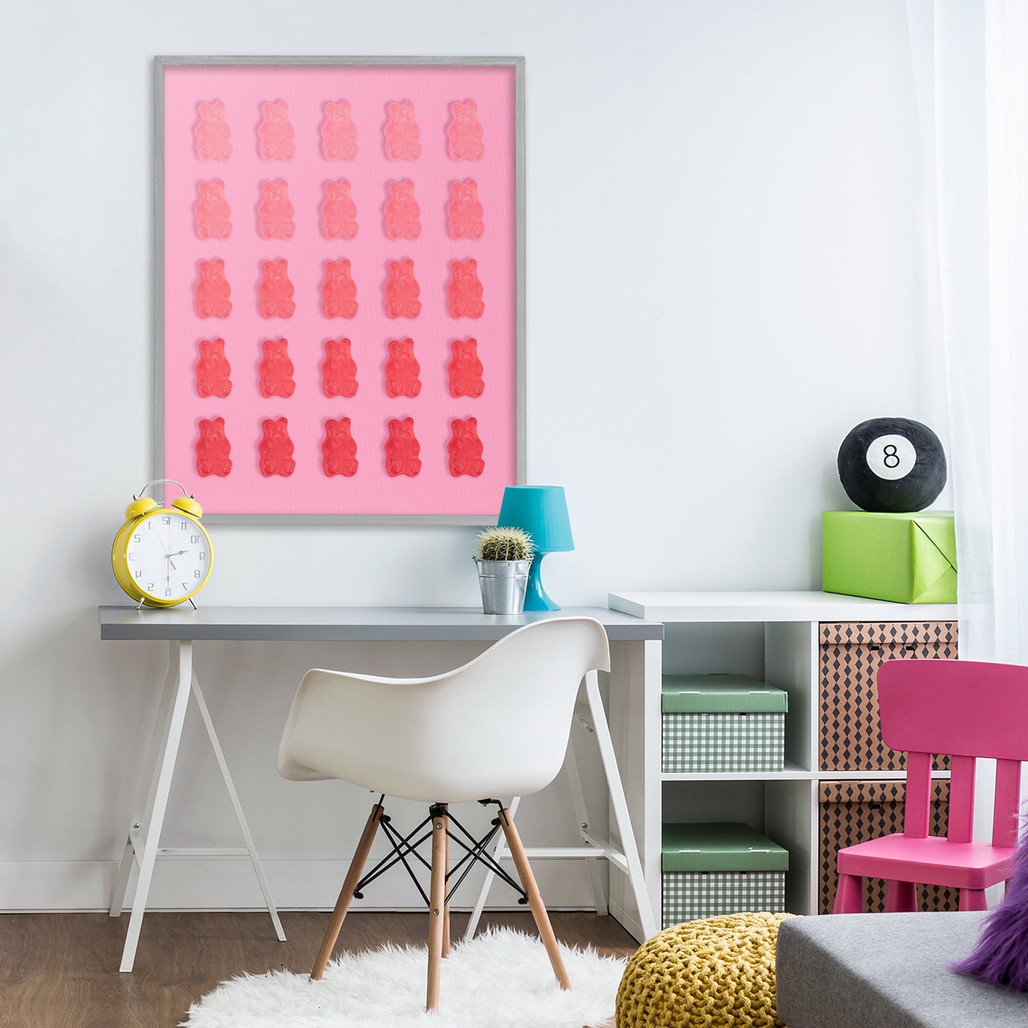 Stupell Industries Sweet Pink Gummy Bears Gray Framed Giclee Art, design by LISH Creative