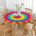 thumbnail image 3 of Colorful Tie Dye Mandala Pattern Round Fitted Tablecloth with Elastic Edge,Dining Table Cover Waterproof,Outdoor Round Tablecloth for Camping,Dining,Indoor and Outdoor, 3 of 7