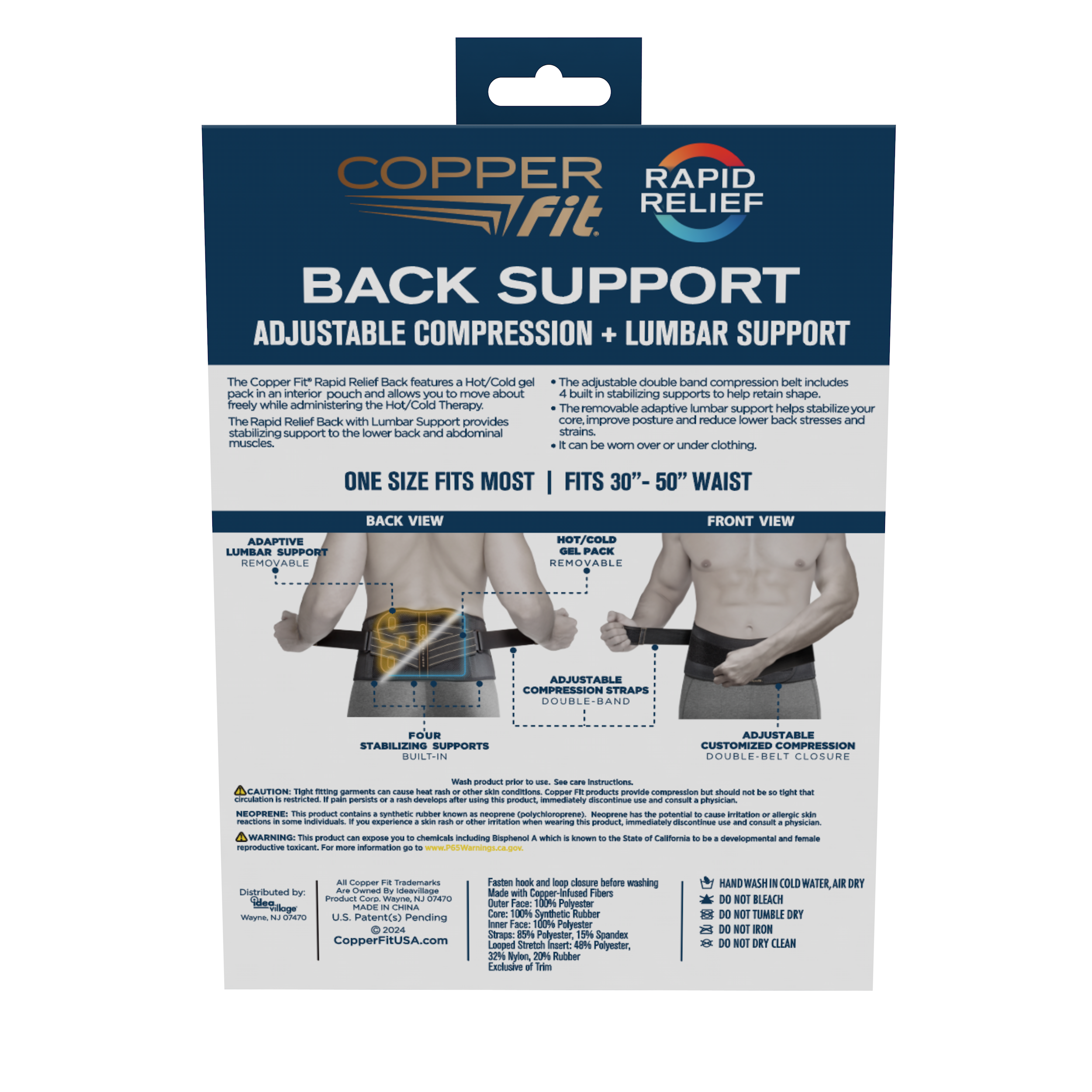 Copper Fit Adjustable Back Support Brace with Gel Pack photo 3