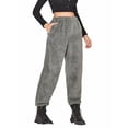thumbnail image 3 of Douhoow Women Trousers Fall Winter Warm Soft Fleece Flannel Pants Casual High Waist Pencil Pants, 3 of 9