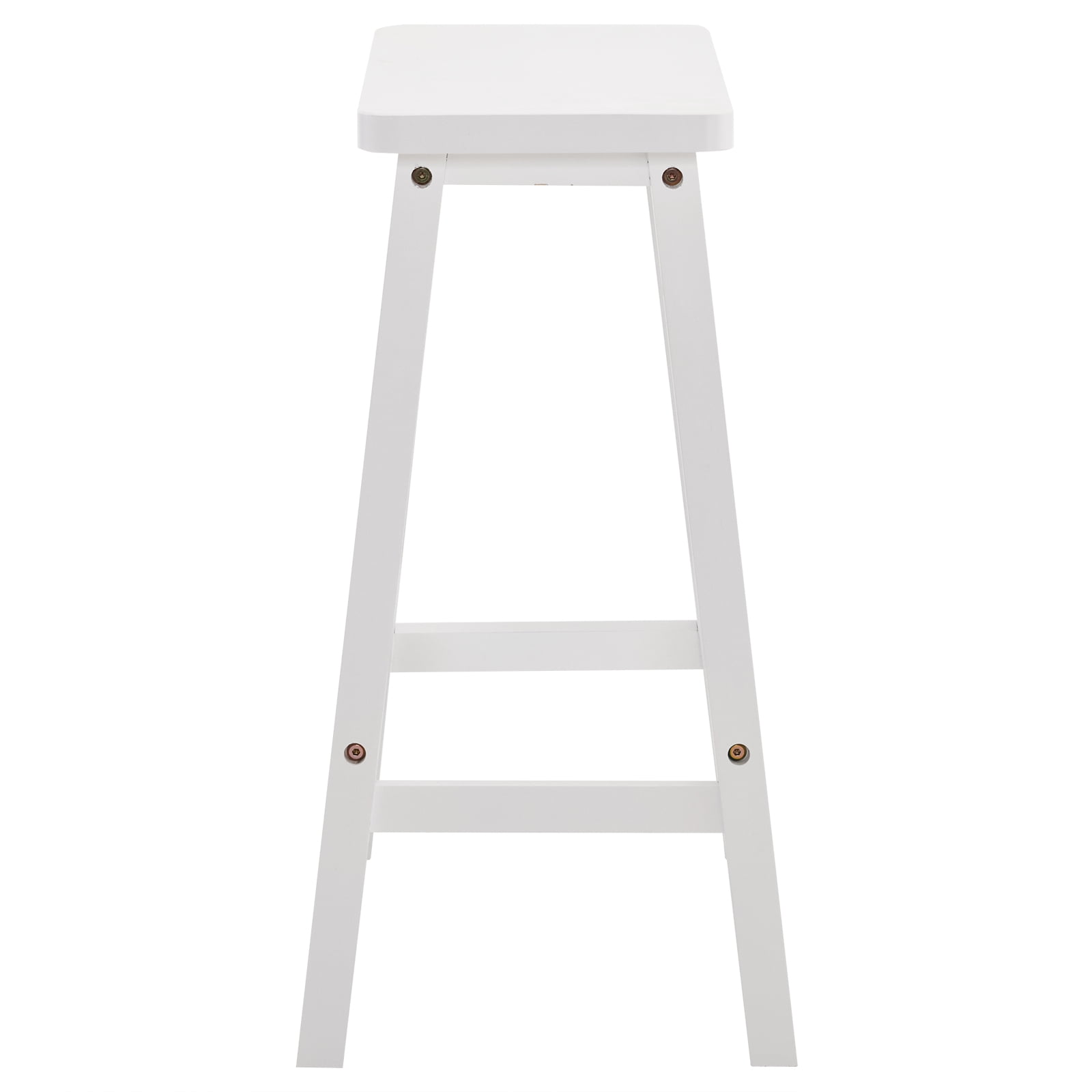 2pcs White Pine Wood Saddle Seat Bar Stools, Counter Height Stools with Foot Rests, Simple Style Seating for Kitchen Home Bar Den Outdoor Patio