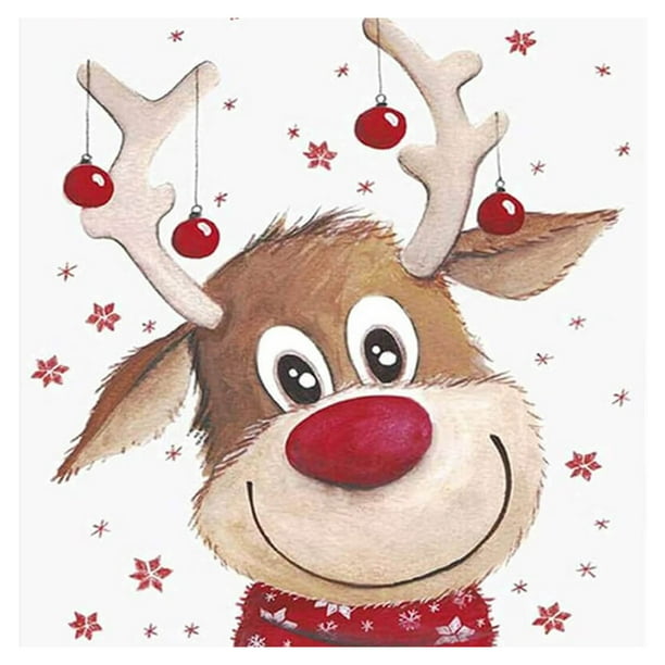 Pintura al óleo sin marco de 20X20cm por números, pintura de alce de Navidad, lienzo, manualidades Hugtrwg Para estrenar