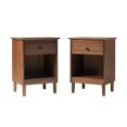 thumbnail image 2 of Walker Edison Russ Mid Century Modern 1-Drawer Solid Wood Nightstand Set, 2 Pack, Walnut, 2 of 2