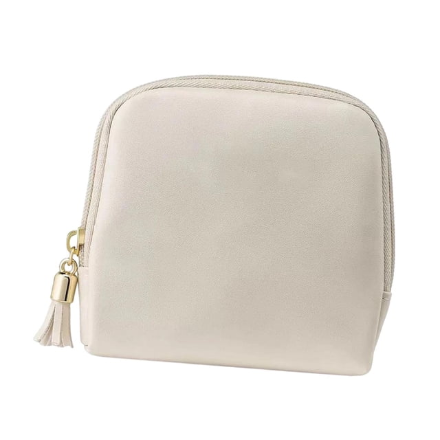 Estuche de viaje pequeño para joyas, portátil, versátil, con múltiples compartimentos y cremallera para pendientes, colgantes y pulseras. Blanco