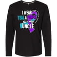 thumbnail image 3 of Inktastic Suicide Prevention I Wear Teal and Purple For My Uncle Long Sleeve T-Shirt, 3 of 5
