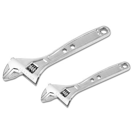 1 Pair Adjustable Wrench Spanner - 8 & 12 Inch, Vanadium Steel Automotive Repair Tool w/ Four-Sided Jaws