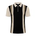 thumbnail image 4 of Afdoent Polo Shirts For Men Color Block Zip Short Sleeve Polo Shirt Casual Knit Breathable Activewear Tennis Sportswear Beach Vacation, 4 of 4