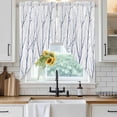 thumbnail image 6 of Navy Blue Branches Swag Curtains for Kitchen/Bedroom/Living Room, Modern Abstract Art Forest Silhouettes Scalloped Curtains 63 Inch Long, Window Swag Topper Curtains Valances 2 Panels Set 36"x63", 6 of 8