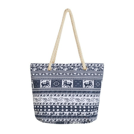 TrendsBlue - Premium Large Tribal Elephant Floral Print Canvas Tote Shoulder Bag Handbag ...