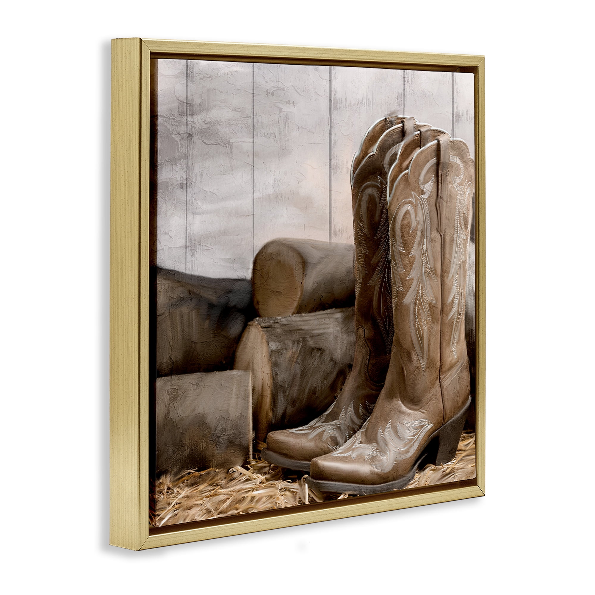 Stupell Industries Kick Off Your Boots Gold Framed Floater Canvas Wall Art, design by Kim Allen