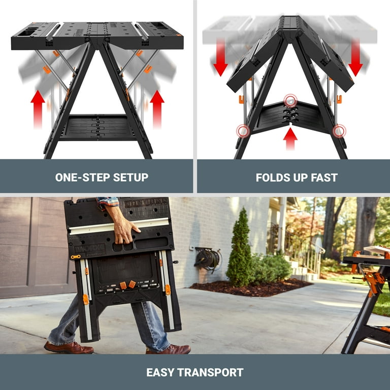 Worx WX051 Pegasus Folding Work Table & Sawhorse - Walmart.com