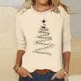 thumbnail image 2 of VKOYWKM Christmas T Shirts Women 3/4 Length Sleeve Womens Tops Christmas Tree Graphic T Shirts Casual Crew Neck Funny Family Party Tunic Top, 2 of 5