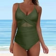 thumbnail image 2 of Sngxgn Women Swimsuits Printing Notched V Neck(Green,XL), 2 of 4