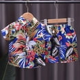 thumbnail image 2 of Odeerbi 1-6 Years Toddler Boys Summer Hawaiian Outfits Cotton Beach Tropical Print Short Sleeve Shirt Shorts Set Graphic Casual Two-piece Set Toddler Boys Clothes, 2 of 4