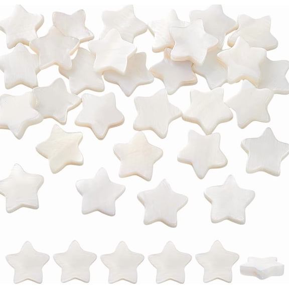 60pcs Natural Freshwater Shell Beads 12mm Star Shell Beads Yellow Flat Star Beads Loose Spacer Beads with 0.8mm Hole