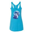 thumbnail image 2 of Wolf Howling at the Moon | Womens Animal Lover Premium Tri-Blend Racerback Tank Top, Vintage Turquoise, X-Large, 2 of 3