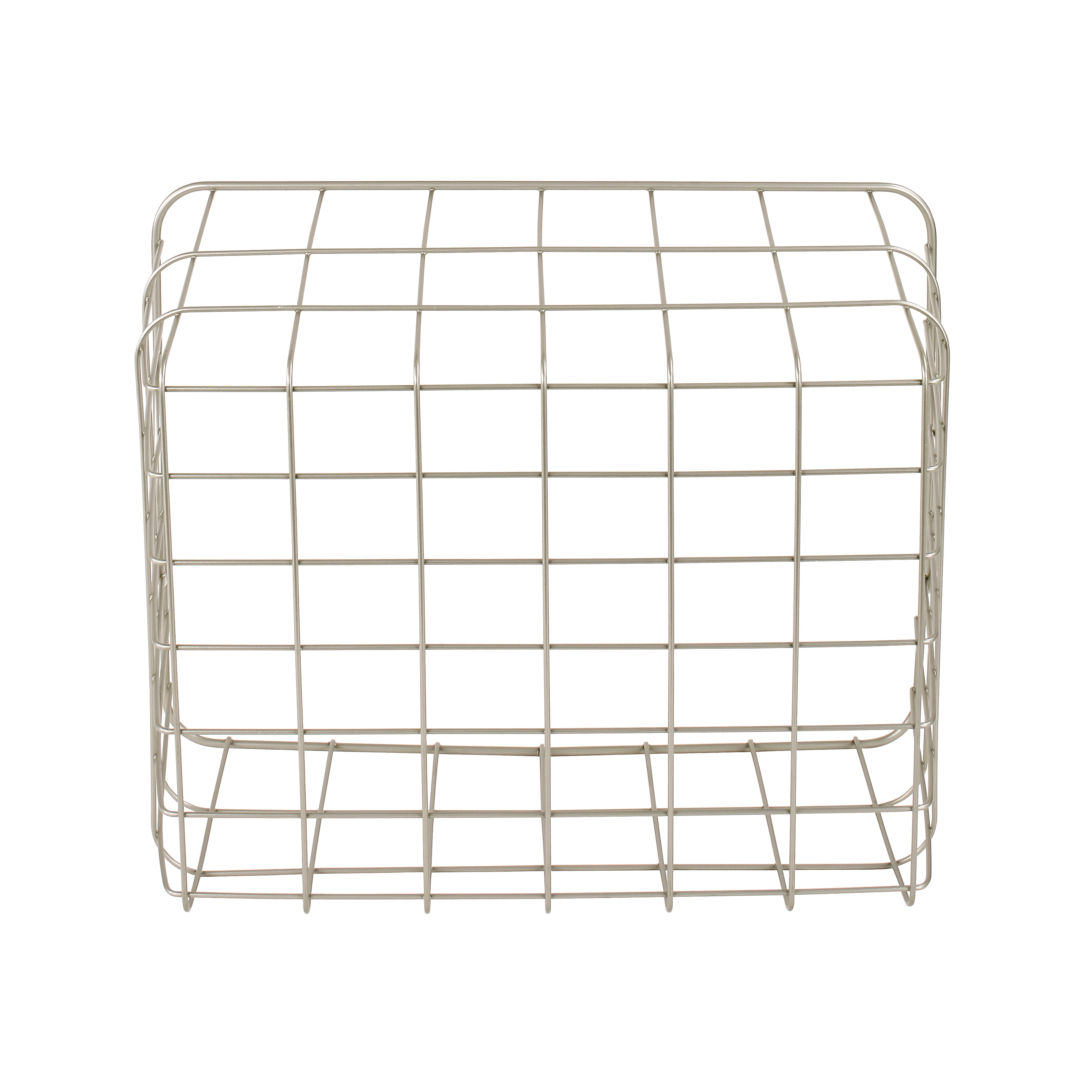 Spectrum Diversified Steel Utility Wire Storage Basket with Curved Easy Grab Handles, Satin Nickel