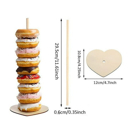 

Yesbay Wooden Donut Stand Holder Quick Assembly Bagel Display Tower Sturdy Doughnut Holder Stand for Dessert Table Party Wedding Birthday