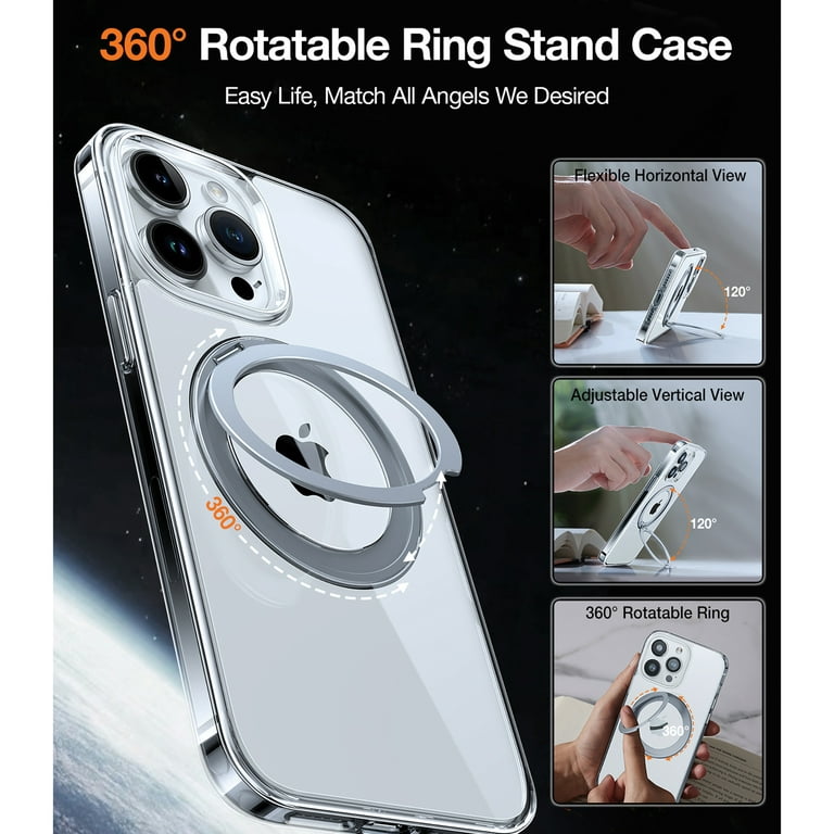 TORRAS UPRO Ostand R Series MagSafe Case with Rotatable Kickstand (iPhone  15 Pro Max, Clear) , 00FX1269 