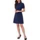 thumbnail image 2 of INSPIRE CHIC Vestidos Elegantes para Mujeres con Cuello de Lazo y Mangas Cortas Abullonadas, Vestido para Trabajar, Color Azul Marino, 2 of 6