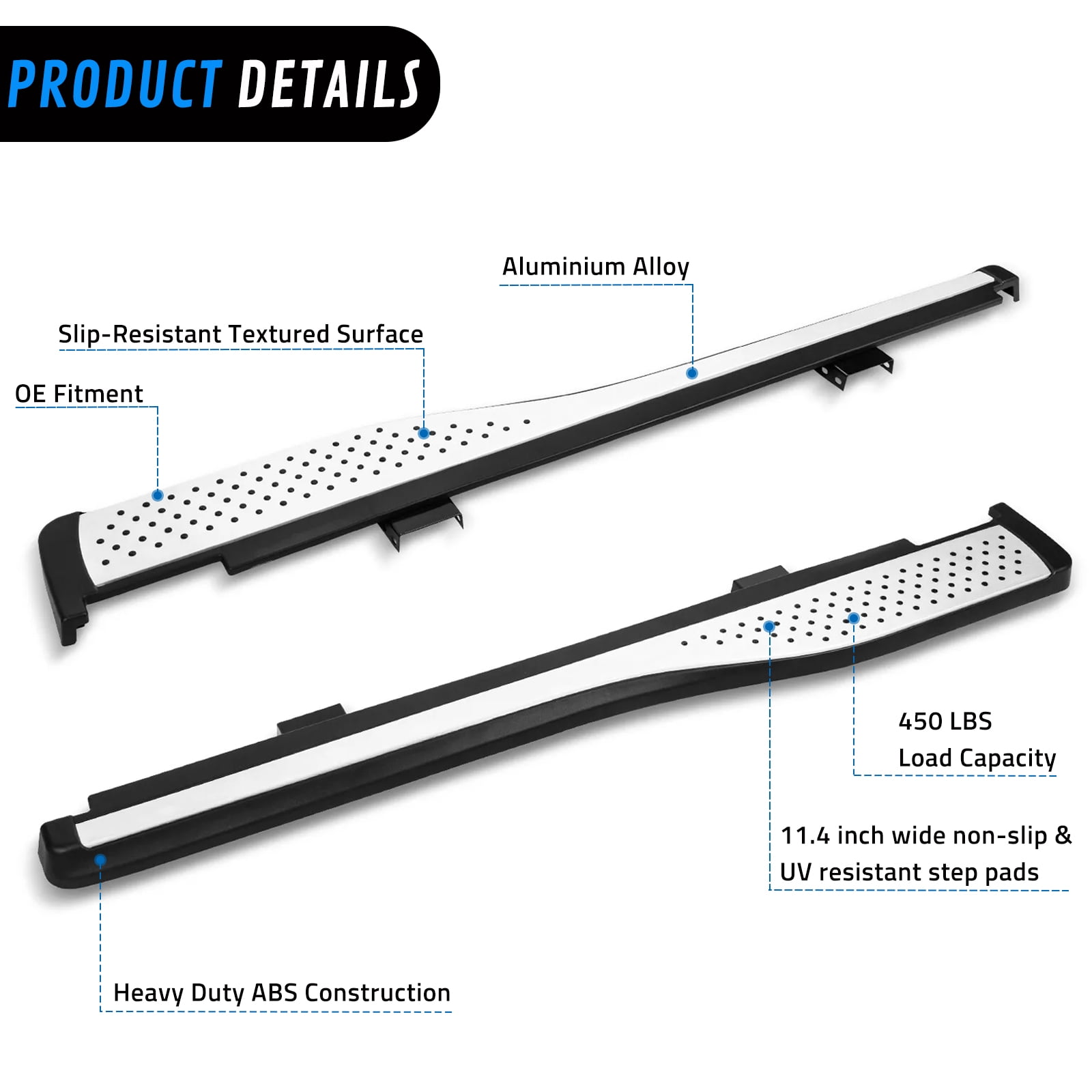 Running Board Compatible with 2012-2016 Honda CR-V, Aluminum Side Step Rail Nerf Bars, Silver