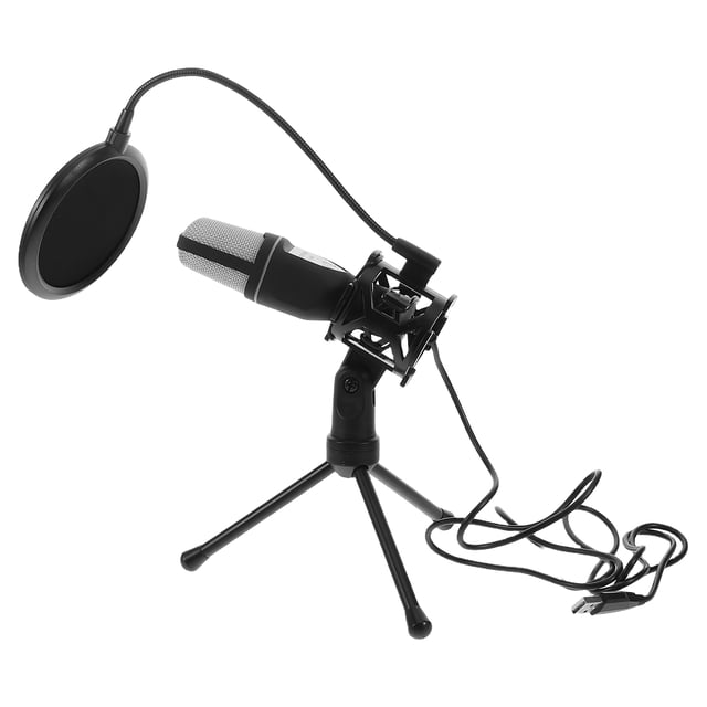 Raindrops Gaming Microphones USB Studio Microphone in Black with Condenser Technology for Video Recording 1Pcs