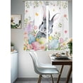thumbnail image 4 of Easter Sheer Curtains 72 Inch Length 2 Panels for Living Room, Spring Rustic Botanical Floral Rabbit Eggs Leaves Voile Kitchen Curtain Set, Luxury Privacy Drapes Window Treatment for Bedroom, 4 of 7