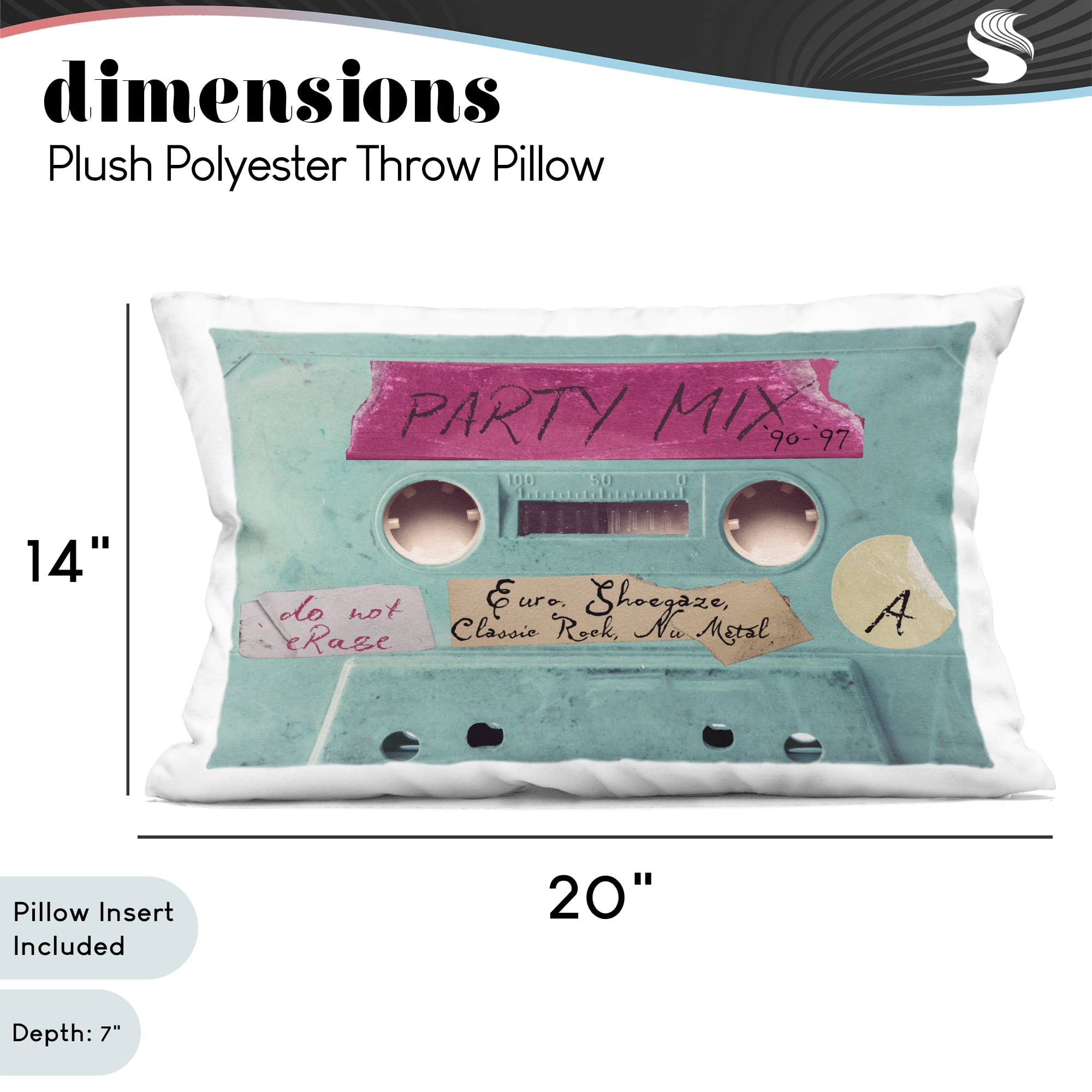 Stupell Industries Retro Party Mix Cassette Decorative Printed Throw Pillow, design by Annabelle Hall