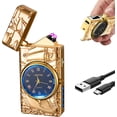 thumbnail image 1 of COMANYI Electric Lighter with Plasma Arc, Windproof USB Rechargeable Lighter with Cool Design, Clock Dial, Flashlight, Power Display for Outdoor Daily Use, Gift for Men Women (Sailboat, Gold), 1 of 6