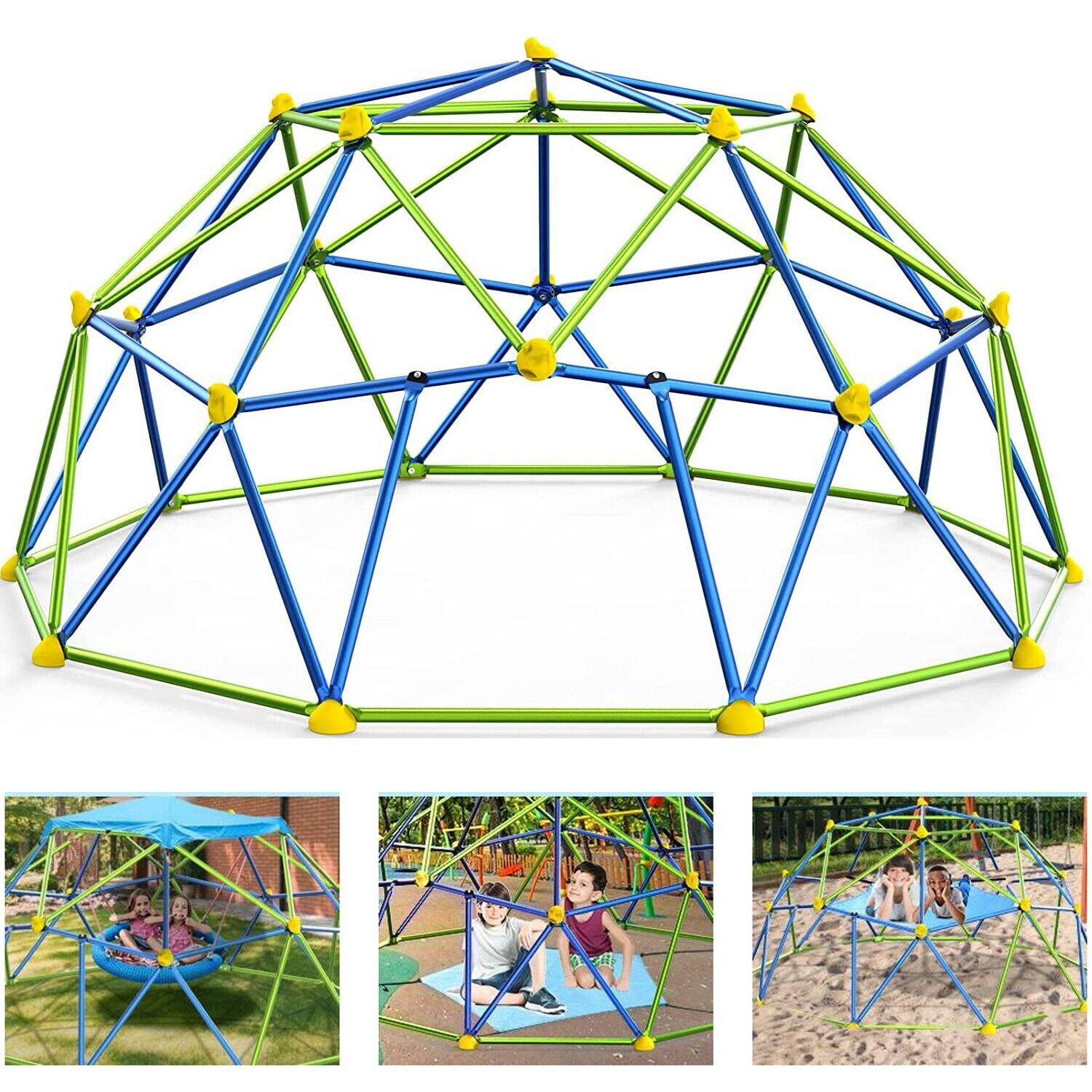 GIKPAL Dome Climber with Canopy, 10 Feet Jungle Gym for Kids Outdoor