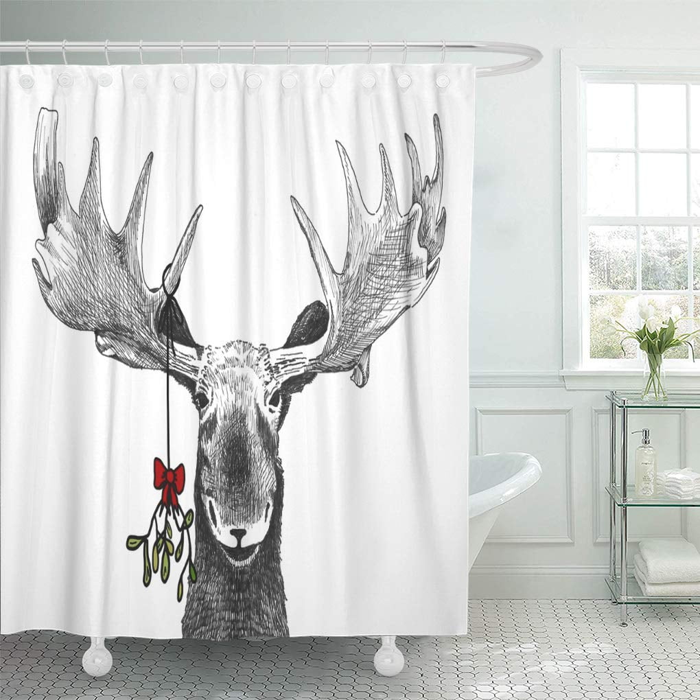 Yusdecor Fun Christmas Tradition Of Kiss Under Mistletoe Funny Humorous Bathroom Decor Bath Shower Curtain 66x72 Inch Walmart Canada