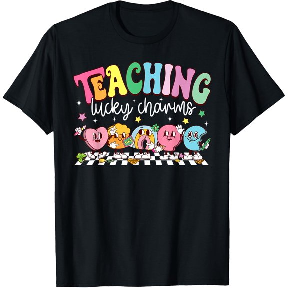 Groovy Retro Teaching Lucky Charms T-Shirt for Fun St. Patrick's Day Celebrations