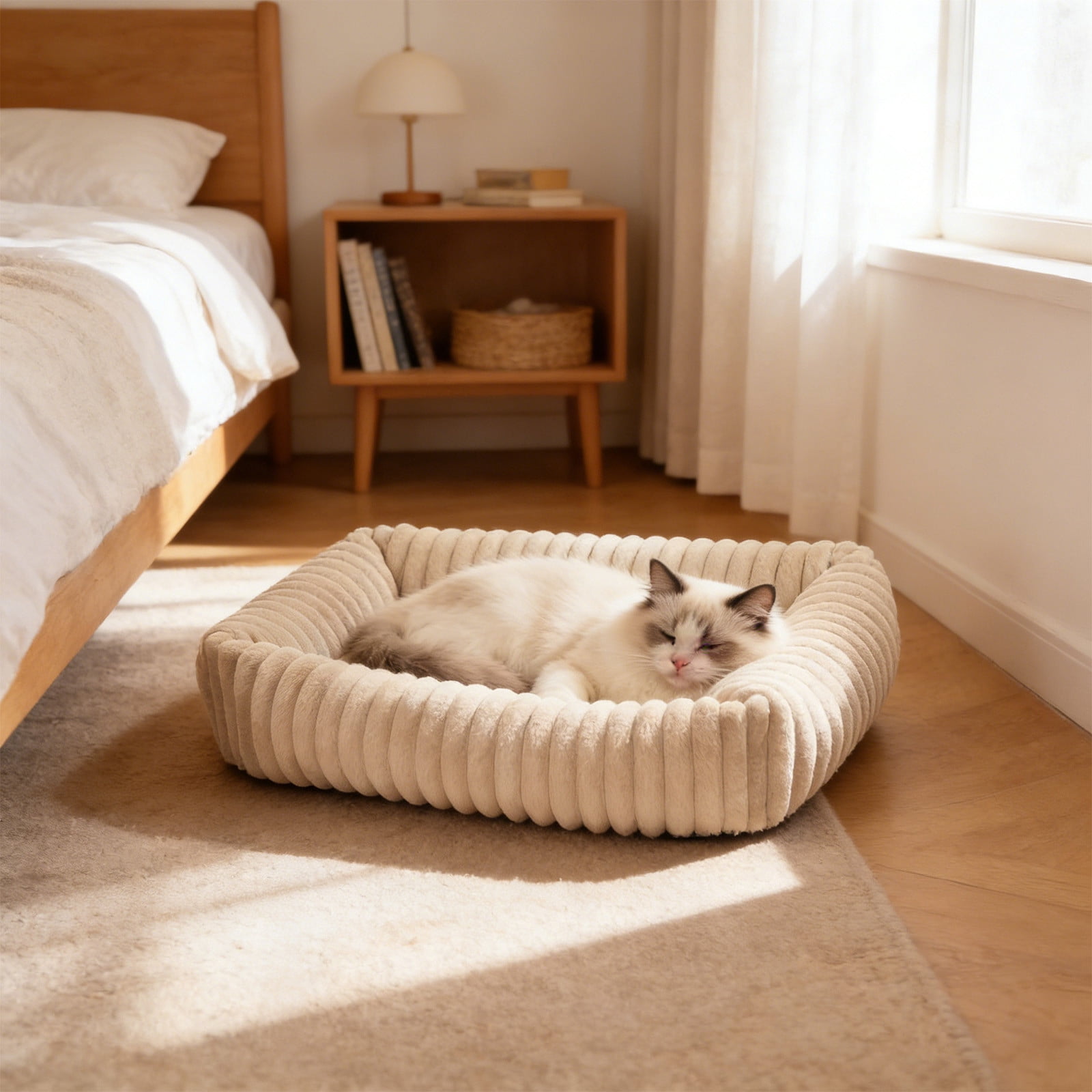 Orthopedic Dog Bed Plush Pet Sofa Bed Warm Crate Pad, Cozy Dog Cat Bed for Small Medium Large Dogs, Thick Cushion Washable Kennel Mat Non Slip Sleeping Bed Durable Comfort